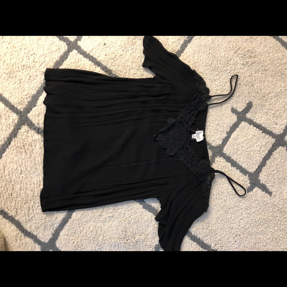 Off shoulder black top with lace
